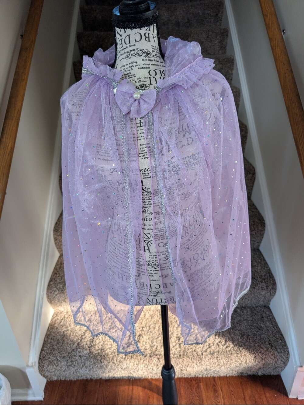 Girl's Fantasy Fairy Dress Up Costume Sheer Cape w/ Hood Sparkly